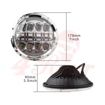 cafe 4 racer - 7" / 17,8cm Harley Headlight Led Headlamps insert chrome - Cafe4Racer LED Headlight & inserts 