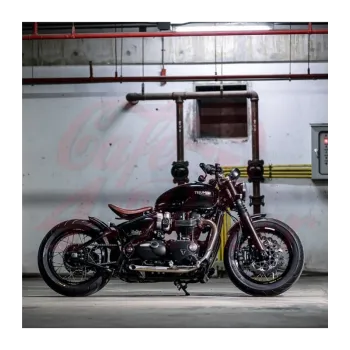 cafe 4 racer - Triumph  Bobber/Speedmaster  MAYHEM SHORTYS Slash-Cut Exhaust Pipes  - Brushed - Motone Triumph Bonneville 
