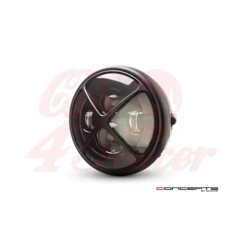 cafe 4 racer - 7,7 "matný čierny LED svetlomet + X-Rally gril - MAX-INC  LED svetlá 