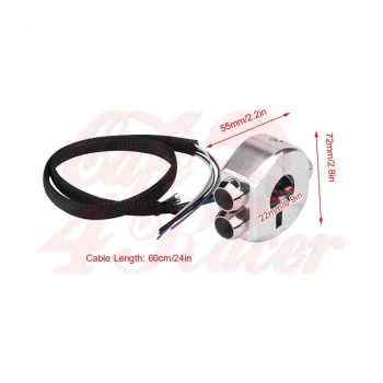 cafe 4 racer - 3 button Switch, CNC Aluminum  22mm 7/8" Handle Bar Chrome - Cafe4Racer 22mm / 7/8 inch 