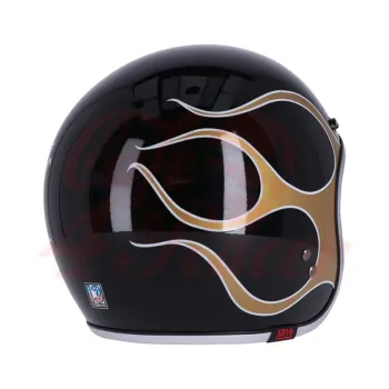 cafe 4 racer - 13 1/2 Lebka kbelík helma plameny zlatá - 13 1/2 Company 13 1/2 Skull 