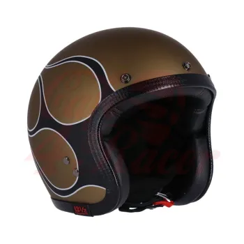 cafe 4 racer - 13 1/2 Skull bucket helmet plamene matná zlatá - 13 1/2 Company 13 1/2 Skull 