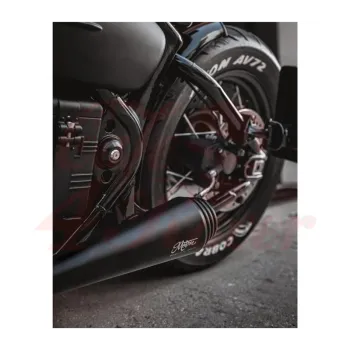 cafe 4 racer - Výfukový systém Triumph Bobber Speedmaster Saturn V černý v2 - Motone Triumph Bonneville 