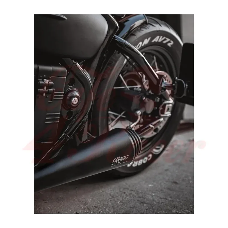 cafe 4 racer - Triumph Bobber Speedmaster Saturn V  Exhaust System  Black v2 - Motone Triumph Bonneville 