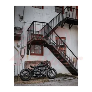 cafe 4 racer - Triumph Bobber Speedmaster Saturn V  Exhaust System  Black v2 - Motone Triumph Bonneville 