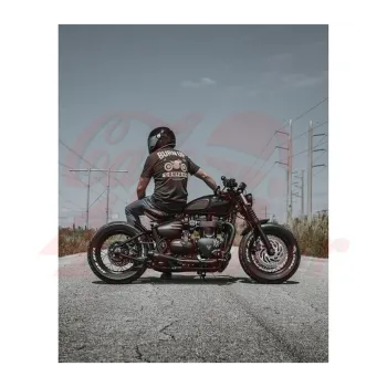 cafe 4 racer - Triumph Bobber Speedmaster Saturn V  Exhaust System  Black v2 - Motone Triumph Bonneville 