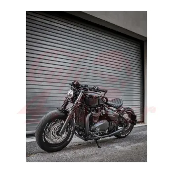cafe 4 racer - Triumph Bobber Speedmaster Saturn V  Exhaust System  Black v2 - Motone Triumph Bonneville 