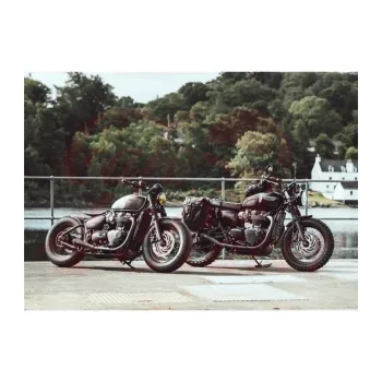 cafe 4 racer - Triumph Bobber Speedmaster Saturn V  Exhaust System  Black v2 - Motone Triumph Bonneville 