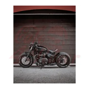 cafe 4 racer - Výfukový systém Triumph Bobber Speedmaster Saturn V černý v2 - Motone Triumph Bonneville 