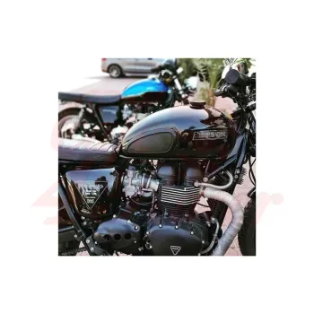 cafe 4 racer - Classic Cafe Racer custom Knee Pads - Black Pinstripe for Triumph Twin - Motone Triumph Bonneville 