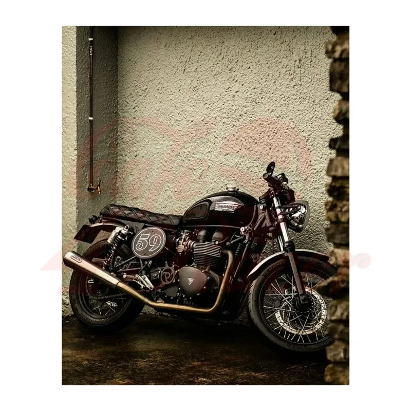 cafe 4 racer - Motone Bonneville Skinny Seat - The Mamba - Black & Tan for HINCKLEY BONNEVILLE T100/SE/SCRAMBLER/THRUXTON  - Motone Triumph Bonneville 