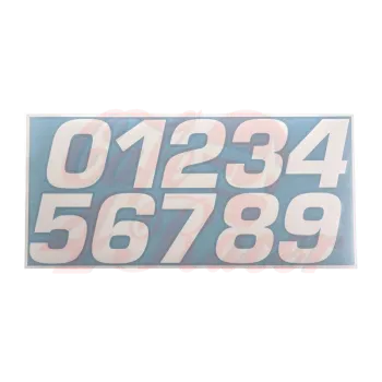 cafe 4 racer - Start number set 80s-Style, White  matt, 80mm high, 1 piece each (0 to 9), heavy duty - KEDO Billet Emblems Stickers Logos 