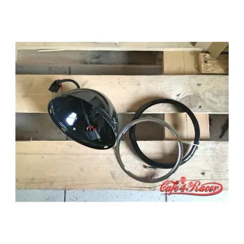 cafe 4 racer - 5-3/4 5.75" Headlight housing black - bottom mount - Cafe4Racer Headlight housing 