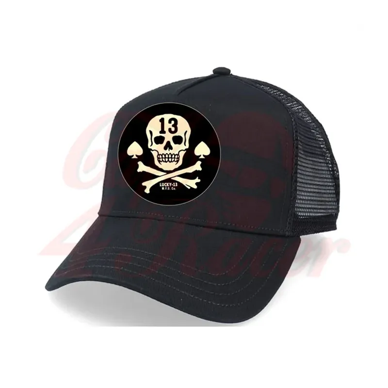 cafe 4 racer - Lucky 13 Pirate Skull trucker hat black - 13 1/2 Company Šiltovka 