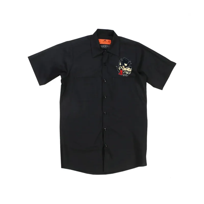 cafe 4 racer - Lucky 13 NoClub lone wolf workshirt black - Lucky 13 Shirts 