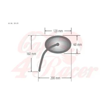 cafe 4 racer - SHIN YO universal mirror AGILA, left side, black - Shin Yo Standard mirrors 4054783040476