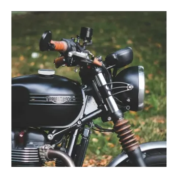 cafe 4 racer -  Triumph Bonneville / BMW K models   Giger - Short Reach Headlight Brackets 41mm - Black - Motone Triumph Bonneville 