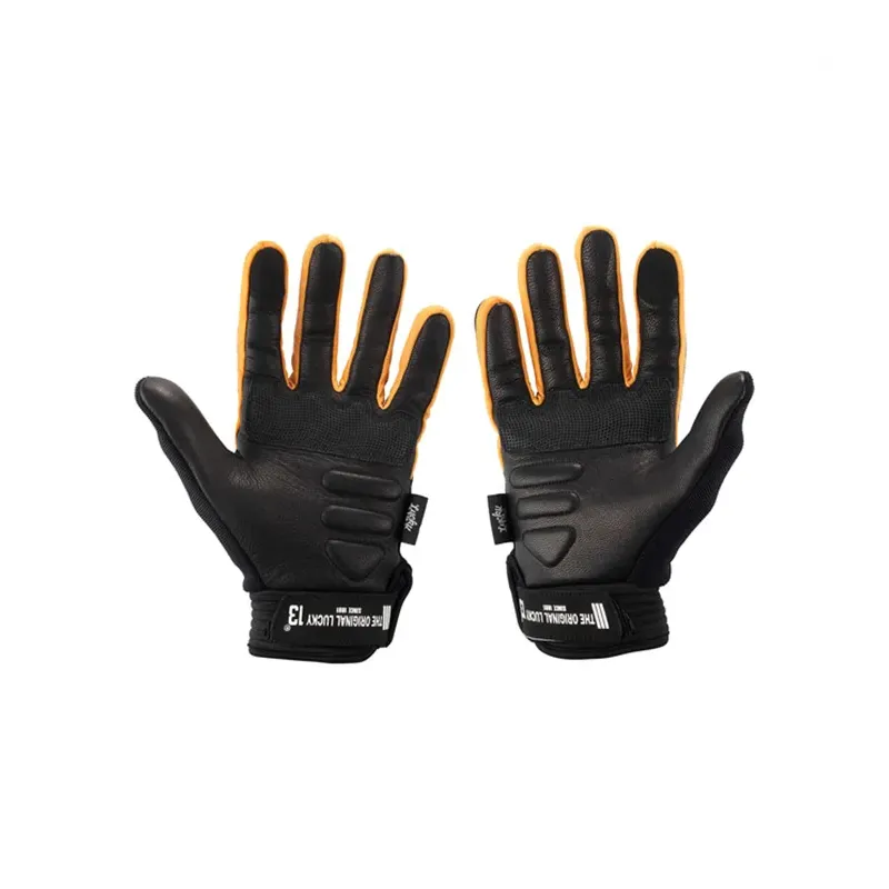 cafe 4 racer - Lucky 13 Pirate Skull gloves black /yellow - Lucky 13 Gloves 