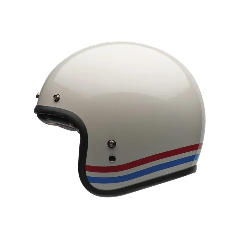 cafe 4 racer - BELL Přilba Custom 500 Open Face Stripes Lesk Pearl bíla - BELL BELL otovrené přílby 