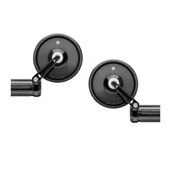 cafe 4 racer - Handlebar End Mirror "SOLID 1" M6Y Black Aluminum Pair incl. Handlebar Weights M6Y Yamaha Arm: 170mm - HS MOTO Germany Bar end mirrors 4251926904620
