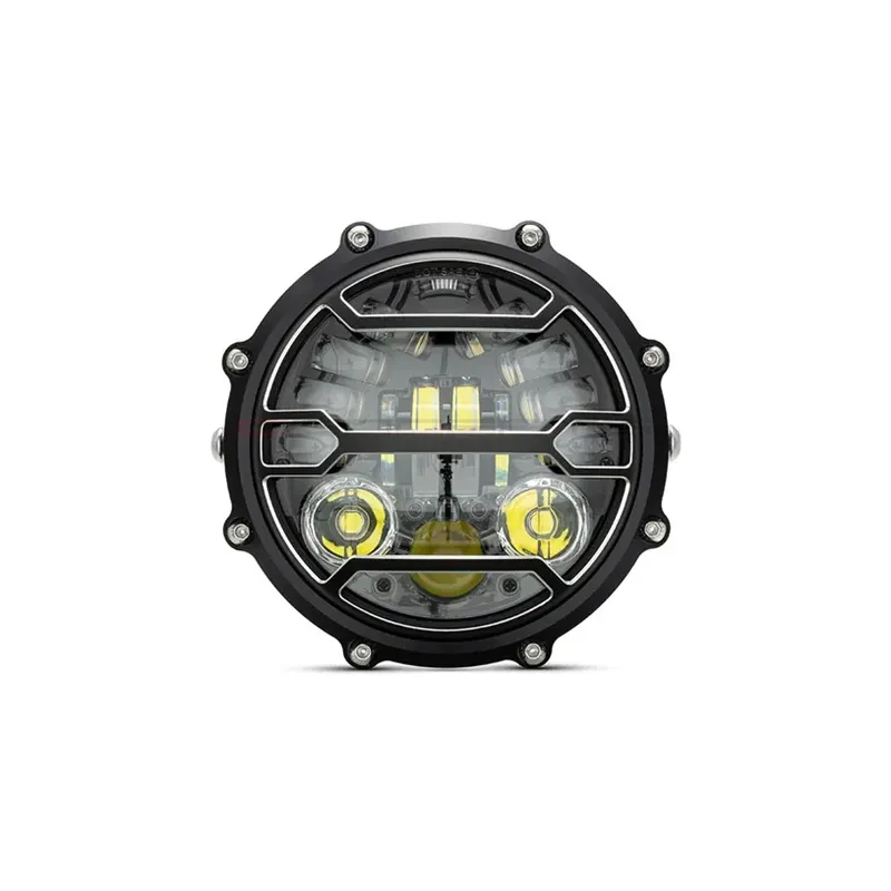 MONZA 5.75 Inch CNC Machined LED Headlight Strata Grill Polished