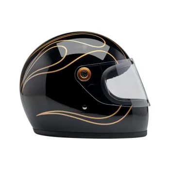 cafe 4 racer -  Biltwell Gringo S  helma integrálna lesklá čiena plamene - BILTWELL Biltwell Gringo S 2025 