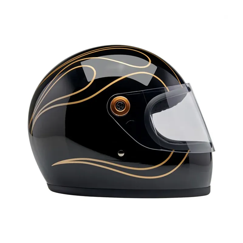 cafe 4 racer -  Biltwell Gringo S  helma integrálna lesklá čiena plamene - BILTWELL Biltwell Gringo S 2025 