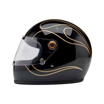 cafe 4 racer -  Biltwell Gringo S  helma integrálna lesklá čiena plamene - BILTWELL Biltwell Gringo S 2025 