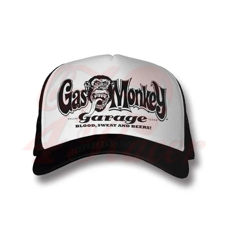 cafe 4 racer - GMG Logo trucker čepice bílá/černá - GAS MONKEYS GARAGE Šiltovka 