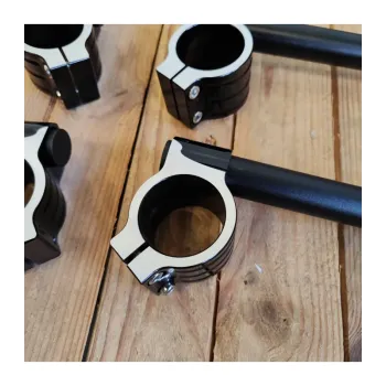 cafe 4 racer - Univerzální klipsy 50 mm Černá s kartáčovanou TOP stranou - Cafe4Racer Clip-ons Cafe Racer 