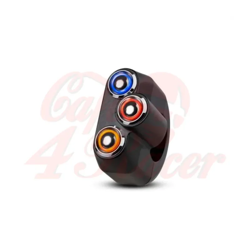 cafe 4 racer - Rebel Button 3 tlačítka LED - černá 22 mm 7/8" - Rebelmoto 22 mm / 7/8 palce 