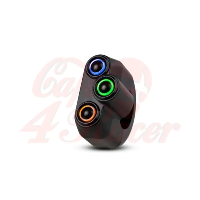cafe 4 racer - Rebel Button 3 tlačítka LED - černá 25,4 mm 1" - Rebelmoto Přepínače 