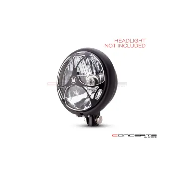 cafe 4 racer - 5.75" Anarchy Design Black / Contrast CNC Aluminum Headlight Guard Cover - MAX-INC  Headlight Grills 