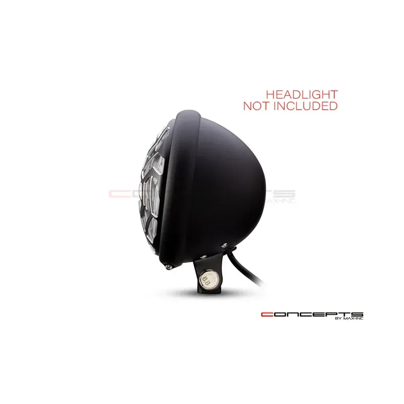 cafe 4 racer - 5.75" Anarchy Design Black / Contrast CNC Aluminum Headlight Guard Cover - MAX-INC  Headlight Grills 