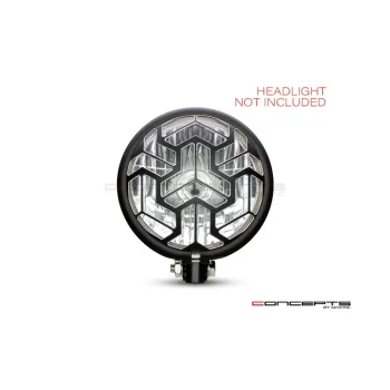 cafe 4 racer - 5.75" Anarchy Design Black / Contrast CNC Aluminum Headlight Guard Cover - MAX-INC  Headlight Grills 