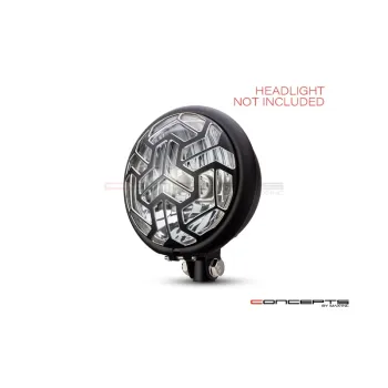cafe 4 racer - 5.75" Anarchy Design Black / Contrast CNC Aluminum Headlight Guard Cover - MAX-INC  Headlight Grills 