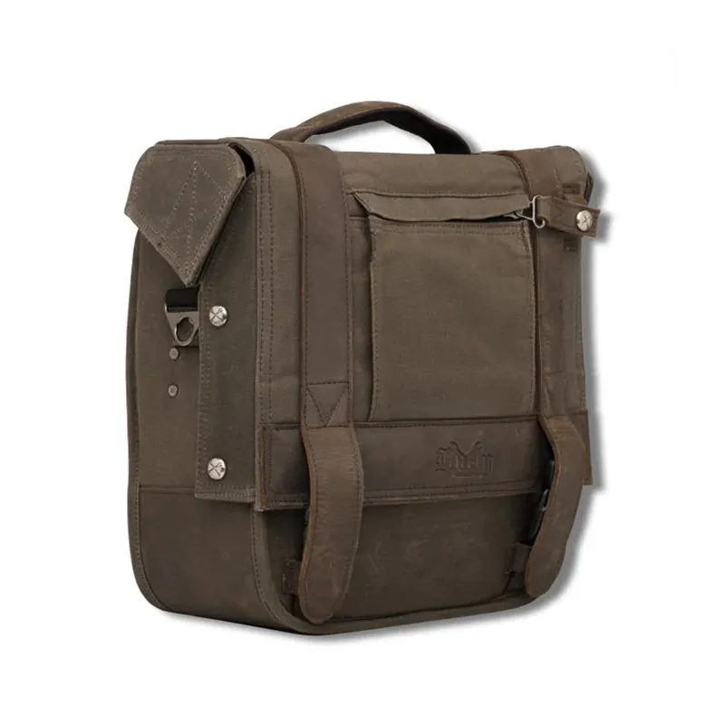 cafe 4 racer - Burly, Voyager saddlebag. Dark Oak canvas - BURLY Bags 