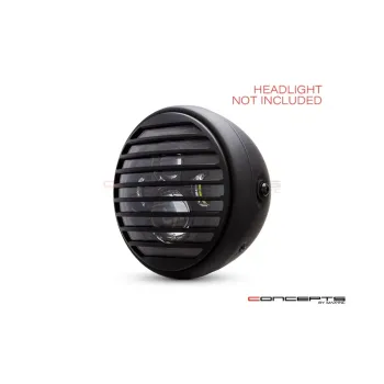 cafe 4 racer - 7" Vent Grill Design  Black CNC Aluminum Headlight Guard Cover - MAX-INC  Headlight Grills 