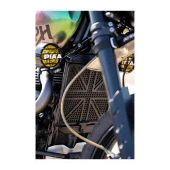 cafe 4 racer - TRILINE Držáky blinkrů s žebrováním - Horní uchycení na tlumič - Kartáčovaný - Motone Triumph Bonneville 
